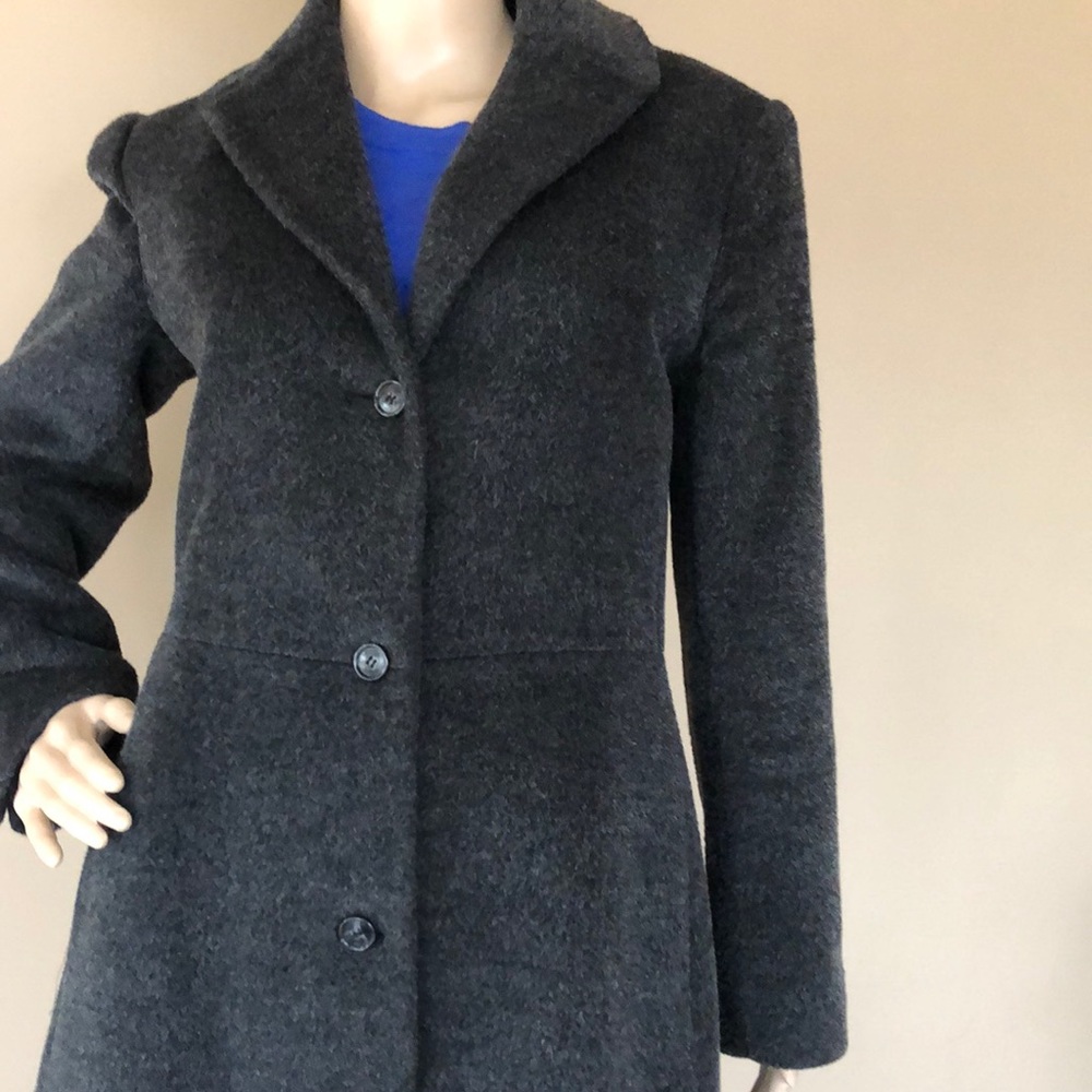 Perry Ellis charcoal gray knee length wool coat - Picture 4 of 8